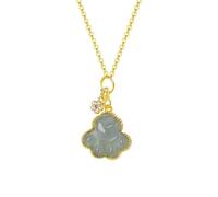 Gold Wealth Cat Paw/Peach Blossom/Ruyi Lock Jade Necklace, Necklace with Jade, A-Grade Jade Gift for Prosperity and Happiness