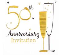 Gold Wedding Anniversary Invitation And Envelopes (Pack of 6)