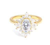 Gold Wedding Bands, Womens Fashion Rings Yellow Gold Sunflower Band Moissanite Jewelry Comfort Fit Size M 1/2