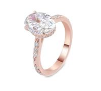 Gold Wedding Bands, Womens Wedding Band Rose Gold with Oval Shape Moissanite 3ct Band for Proposal Promise Size J 1/2