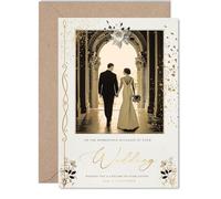 Gold Wedding Card for Couples, Happy Couple Newlyweds