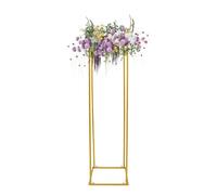 Gold Wedding Flower Stand 50x50x180cm, Rectangular Metal Pedestal Plinth Tall Display Rack,Modern High-temperature Baking Paint Floor Vase Stand for Wedding Party Birthday Living Room Cafe Hotel Decor