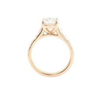 Gold Wedding Ring, Vintage Engagement Ring Yellow Gold with 4-Prong Round Cut Moissanite 3ct Band Comfort Fit Size O 1/2