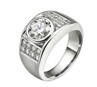 Gold Wedding Rings for Her, Solid Real Anniversary Rings Large with Moissanite 1ct Engagement Bands 18 Karat White Gold for Wife Size O 1/2