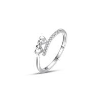 Gold Wedding Rings for Women 14K, Diamond Engagement Bands Heart Solid White Gold Anniversary Ring for Her Size J 1/2