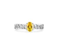 Gold Wedding Rings Size U 1/2, Women's Solitaire Solid 18K Promise Ring with Lab Grown Yellow Sapphire White Gold Engagement Bands for Her