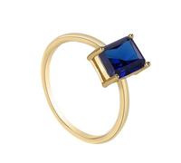 Gold Wedding Sets for Women, The Promise Ring Blue Rectangle Lab Created Sapphire 18K Yellow Gold Size N 1/2