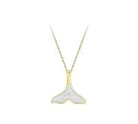Gold Whale Tail Necklace for Women, Gold Mermaid Fish Tail Pendant with White Shell Women Jewelry Gift, 18 inches, Gold, white shell inlay