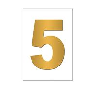 Gold Wheelie Bin Number 5 - Self Adhesive Waterproof Durable Vinyl Stickers - Digitally Cut to The Sticker Shape - Size 170mm (5)