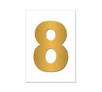 Gold Wheelie Bin Number 8 - Self Adhesive Waterproof Durable Vinyl Stickers - Digitally Cut to The Sticker Shape - Size 170mm (8)