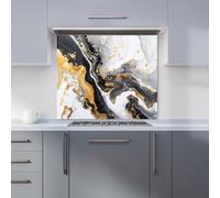 Gold White And Black Marble Effect Kitchen Splashback Warren Reed - Designer Gold 600mm x 650mm