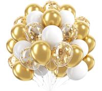 Gold White Balloons, 100pcs 12 Inch Latex Balloons, Confetti Balloon, Perfect for Wedding, Bridal Shower, Birthday, Baby Shower, Anniversary, Graduation, Engagement & Elegant Themed Party Decorations