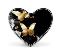 Gold White Butterflies Black Blue Eyes Cat Lapel Pin - Heart Shape Brooch Pins for Men & Women Suit Accessories, 1" Lightweight Enamel Lapel Pins Buttons for Backpacks, Hats, Bags, Lanyards