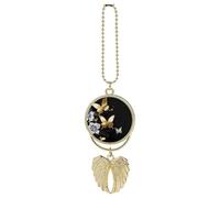 Gold White Butterflies Black Car Hanging Ornament Rear View Mirror Pendant Cute Car Mirror Aesthetic Decor Funny Auto Pendant Auto Charms Gifts for Men Women Golden-style