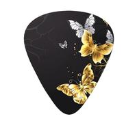Gold White Butterflies Black Guitar paddles, bass guitar, electric guitar or Hawaii four strings (12 packs, thin, medium, heavy)