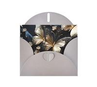 Gold White Butterflies Black Horizontal Holiday Card With Gray Heart Shaped Envelope And Write Various Holiday Greetings