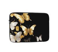 Gold White Butterflies Black Laptop Case 10 inch, Shockproof Protective Computer Sleeve Cover Water Resistant Laptop Bag Carrying Tablet Cover Briefcase Handbags Gifts for Men Women