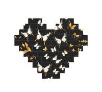 Gold White Butterflies Black Print Building Brick Puzzles, Family Keepsake Romantic Home Decor Anniversary Birthday Gifts