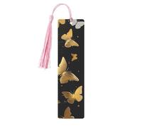 Gold White Butterflies Black Printed Metal Bookmarks S - Pink Lightweight Aluminium Book Marker for Books, Journals & Gifts, Ideal Book Lovers, Holiday Decor & Crafts