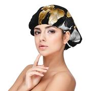 Gold White Butterflies Black Satin Bonnet Silk Bonnet, Hair Bonnet For Sleeping, Soft Double Layer Silk Sleeping Cap Hair Wrap For Women Natural Hair Curly Hair Braided Hair Long Hair