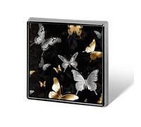 Gold White Butterflies Black Square Lapel Pins Backpack Pin Cute Brooch Decoration Brooches for Women Men Fashion Button Badges for Hat Backpacks Purses Jackets Shirt Suit