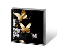 Gold White Butterflies Black Square Lapel Pins Backpack Pin Cute Brooch Decoration Brooches for Women Men Fashion Button Badges for Hat Backpacks Purses Jackets Shirt Suit