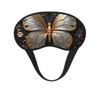 Gold White Butterflies Blackout Sleep Mask,Soft Polyester, Anti-Light, Stylish,Suitable for Men and Women,for Daily Work and Outdoor Travel.
