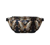 Gold White Butterflies Versatile Running Waist Pack Lightweight Breathable and Adjustable for Travel Cycling and Everyday Use
