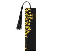 Gold White Butterfly Black -Print Wooden Bookmarks with Tassel for Readers and Book Lovers - Artistic Handmade Gifts for Teachers Colleagues Office Desk Decor.