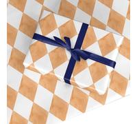 Gold White Harlequin Circus Birthday & Christmas Wrapping Paper Gift Wrap - For Boys Girls Kids - Party Present Wrap - Recyclable Eco Friendly Gift Paper by Dyefor - Small Roll (50cm x 2.2m)