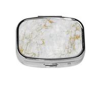 Gold White Marble,Meta Pill Box 2 Compartment Medicine Case,Portable Organizer,Rectangle Meta Portable Organizer Pill Box 1069 Compartment Medicine Case