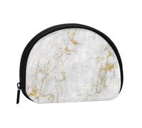Gold White MarbleSmall Makeup Sanitary Napkin Storage Bag,Women's Cosmetic Coin Purse