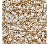 Gold White Metallic Sprinkles pearls cupcake cake toppers balls 100s and 1000s rods mix blend gold wedding decoration birthday cakes cupcakes topper LAVISH