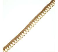 Gold & White Pearl Dual Layer Beaded Trim Border Ribbon Gota Lace 2cm Wide (1 Metre, Gold/White/Chrome X555)