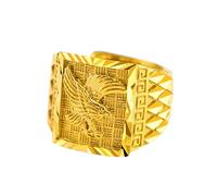 Gold Wide Face Fashion Eagle Ring,Golden Flying Eagle Men's Ring, Personalized Alloy Jewelry, Emblem of Freedom, Courage, and Perseverance, Fashion Jewelry Gift (Size 7)