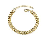 (gold, Width 3mm) High Quality Stainless Steel Bracelets For Men Blank Color Punk Curb Cuban Link Chain Bracelets On The Hand Jewelry Gifts