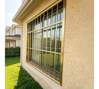 Gold Window Safety Bars with Edge Casing Design, Customizable Anti-Theft Window Security Guard, Home Windows Barrier for Pets, Kids(W120xH120cm/47x47in)