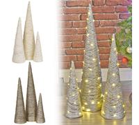 (Gold with Glitter, 40cm) Christmas Tree Cones | LED Light Up Decoration