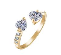 Gold Women's Fashion Shiny Crystal Rhinestone Alloy Open Ring Anniversary Engagement Wedding Ring Fashion Jewelry Shiny Ring 1Pcs Practical