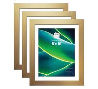 Gold Wooden Picture Frames 8x10 Photo Frame with Glass Front 10 x 8 Inches Wedding Christmas Family Best Friend Photo Frames for Wall Hanging Tabletop Graduation Gifts (Set of 3)