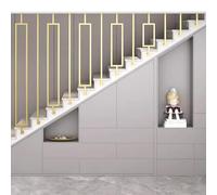 Gold Wrought Iron Square Tube Step Baluster L-Shaped Non-Slip Stair Banister Guardil Safety Gb Handle Bar for Lofts & Kindergarten 2.3ft (70cm)