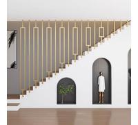Gold Wrought Iron Stair il, 30-150cm Adjustable L-Type Banister, Non-Slip Safety Support for Loft Villa, Durable Square Design, 3.1ft/95cm Length