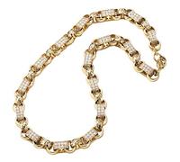 Gold XXL Gypsy Link Belcher Chain with Stones - Real Gold Plated Jewellery - Heavy XXL Necklace for Men and Women (Length: 30 Inches) - Bling King London