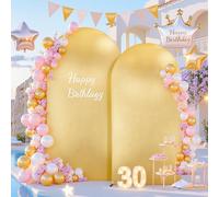 Gold Yellow Arch Covers 7.2 and 6ft Sequin Sparkly Birthday Party Arch Backdrop Covers Set of 2 Spandex Shimmer Balloon Arch Stand Cover for Wedding Bridal Shower Baby Shower Photo Arches Background