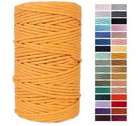 Gold Yellow Macrame Cord 4mm x 109Yards,Colored Cotton Rope Craft Cord Colorful Cotton Cord Twine for Wall Hanging Plant Hangers Crafts Knitting Decorative Projects