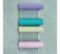 Gold Yoga Mat Holder Wall Mount - 6-Tier Metal Rack for Home Gym, Office & School - Versatile Storage for Yoga Mats, Foam Rollers, Skateboards & Fitness Gear