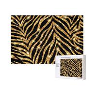 Gold Zebra Animal Print,300 Pieces Wooden Jigsaw Family Game Jigsaw Puzzles for Adults Teens Home Decor