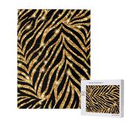 Gold Zebra Animal Print,500 Pieces Wooden Jigsaw Family Game Jigsaw Puzzles for Adults Teens
