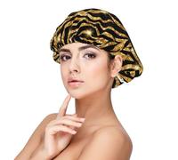 Gold Zebra Animal Print,Adult's Satin Sleeping Cap - Women's Elastic Sleep Bonnet, Adjustable Overnight Hair Cover