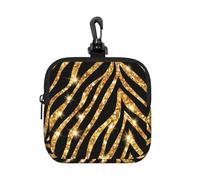 Gold Zebra Animal Print, Square Zipper Storage Bag, Neoprene Coin Purse, Small Wallets, Change Pouch, Change Purse